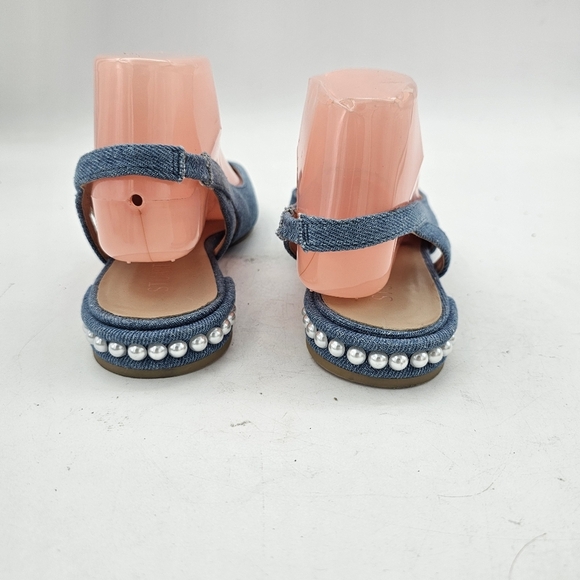 Stuart Weitzman Women’s Pearl Slingback Flats Denim Silver Toe Cap Size 9.5 - Picture 6 of 10